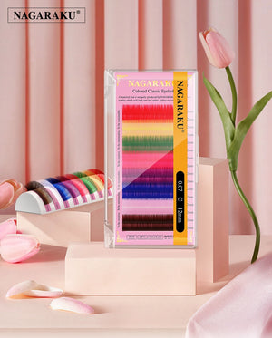 NAGARAKU Mix Color Eyelashes Make up High Quality Soft Natural Synthetic Mink Rainbow Eyelash Extension Supplies  8 Colors Mix