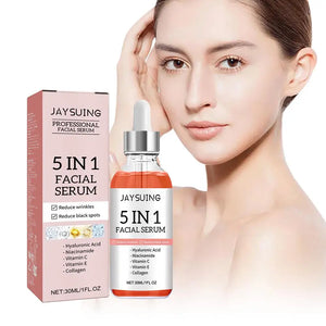 Sérum Visage 5-en-1 Anti-Âge – Vitamine C, Hydratant, Raffermissant & Réducteur de Pores