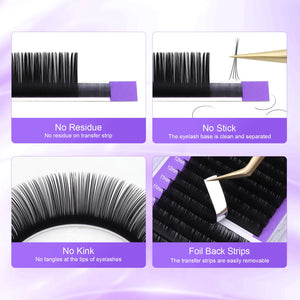 Extensions de Cils Individuelles NAGARAKU — Noir Mat, Faites Main, Courbure C/CC/D/DD