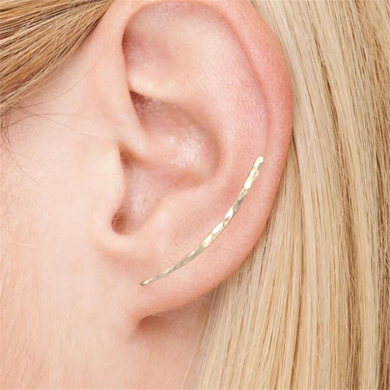 Boucles d’Oreilles Ear Cuff 925 Argent – Style Grillz Doré Martelé Fait Main