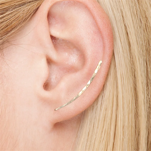 Boucles d’Oreilles Ear Cuff 925 Argent – Style Grillz Doré Martelé Fait Main