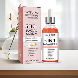 Sérum Visage 5-en-1 Anti-Âge – Vitamine C, Hydratant, Raffermissant & Réducteur de Pores