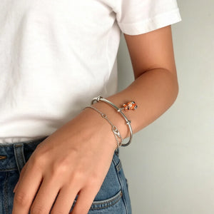 Bracelet Jonc Porte-Charms en Argent Sterling 925 – Style Karma Ajustable Unisexe