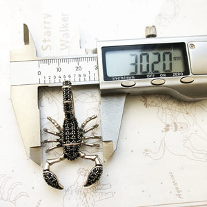 Pendentif Scorpion Noir en Argent Sterling 925 – Style Punk Unisexe avec Zircon