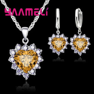Schmuckset Silber 925 – Halskette & Ohrringe Charm Herz Zirkon