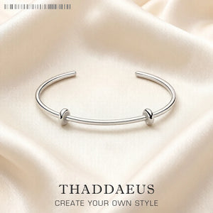 Bracelet Jonc Porte-Charms en Argent Sterling 925 – Style Karma Ajustable Unisexe