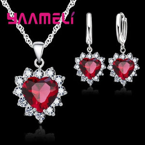 Schmuckset Silber 925 – Halskette & Ohrringe Charm Herz Zirkon