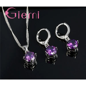 Schmuckset 925er Silber — Halskette & Ohrringe mit österreichischem Kristall
