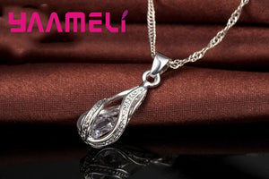 Schmuckset 925er Silber – Halskette & Ohrringe Wassertropfen Zirkon