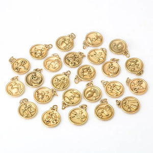 Pendentif Médaille Zodiaque Plaqué Or 18K — 12 Constellations