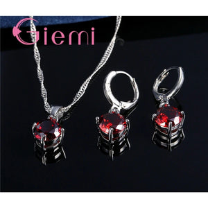 Schmuckset 925er Silber — Halskette & Ohrringe mit österreichischem Kristall