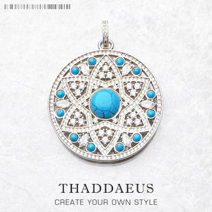Pendentif Rond Turquoise en Argent 925 – Bijou Femme Homme Style Moderne et Élégant