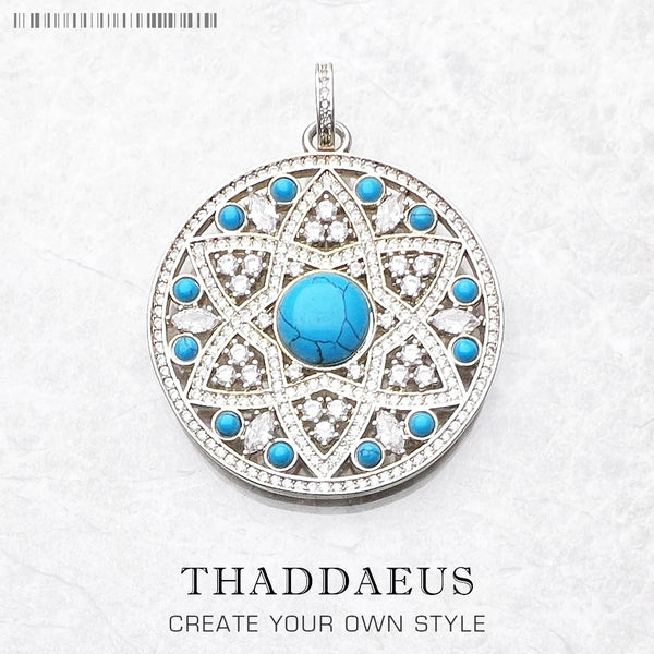 Pendentif Rond Turquoise en Argent 925 – Bijou Femme Homme Style Moderne et Élégant