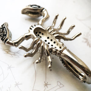 Pendentif Scorpion Noir en Argent Sterling 925 – Style Punk Unisexe avec Zircon