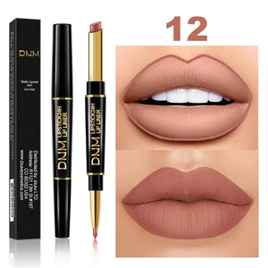 DNM Lippenstift & Lipliner – Doppelende, langanhaltend, 12 Farbtöne