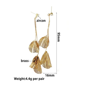 Blumen & Zirkonia Ohrringe — Lang, Dünn, Clip oder Stecker